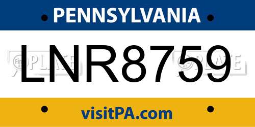 LNR8759 Pennsylvania License Plate