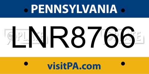 LNR8766 Pennsylvania License Plate