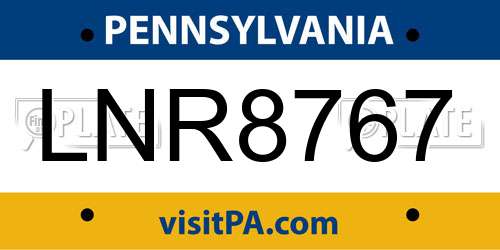 LNR8767 Pennsylvania License Plate