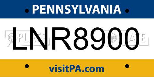 LNR8900 Pennsylvania License Plate