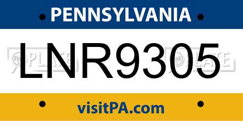 LNR9305 Pennsylvania License Plate