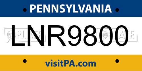 LNR9800 Pennsylvania License Plate