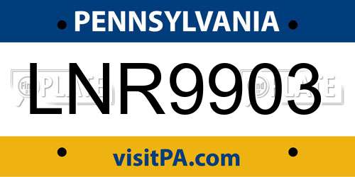 LNR9903 Pennsylvania License Plate