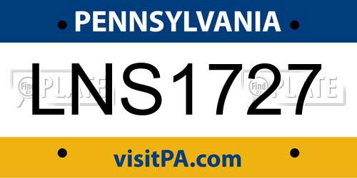 LNS1727 Pennsylvania License Plate
