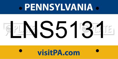 LNS5131 Pennsylvania License Plate