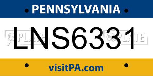 LNS6331 Pennsylvania License Plate