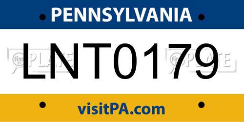 LNT0179 Pennsylvania License Plate