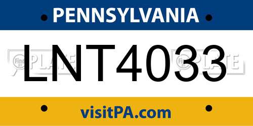 LNT4033 Pennsylvania License Plate