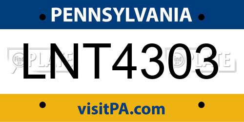 LNT4303 Pennsylvania License Plate