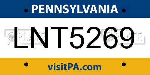 LNT5269 Pennsylvania License Plate