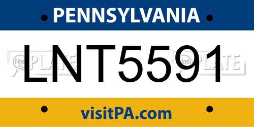 LNT5591 Pennsylvania License Plate