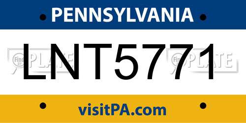 LNT5771 Pennsylvania License Plate