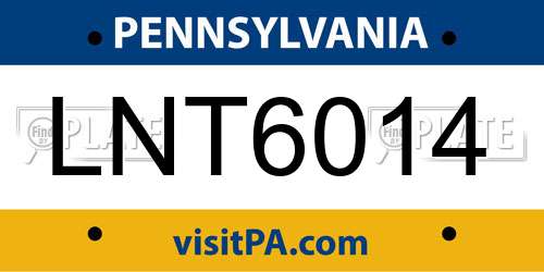 LNT6014 Pennsylvania License Plate