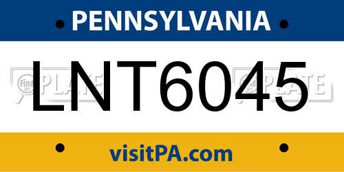LNT6045 Pennsylvania License Plate