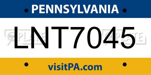LNT7045 Pennsylvania License Plate