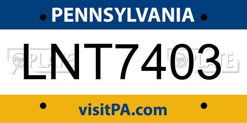 LNT7403 Pennsylvania License Plate