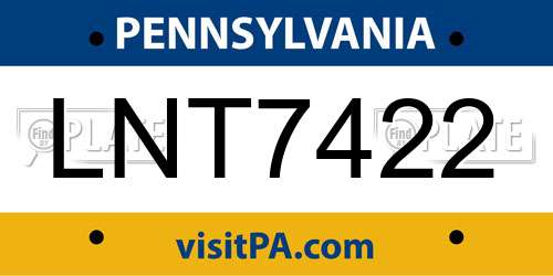 LNT7422 Pennsylvania License Plate