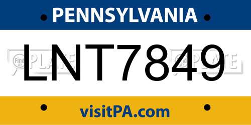 LNT7849 Pennsylvania License Plate