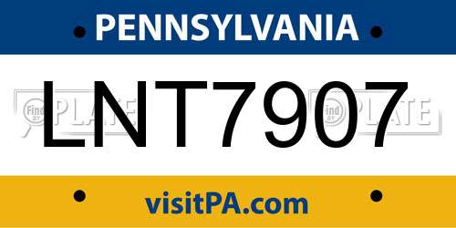 LNT7907 Pennsylvania License Plate