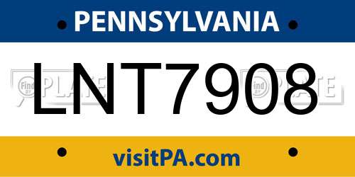 LNT7908 Pennsylvania License Plate