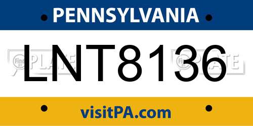 LNT8136 Pennsylvania License Plate