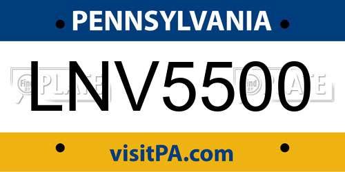 LNV5500 Pennsylvania License Plate