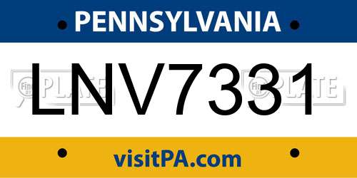 LNV7331 Pennsylvania License Plate