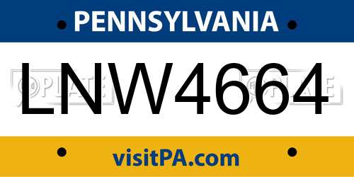 LNW4664 Pennsylvania License Plate
