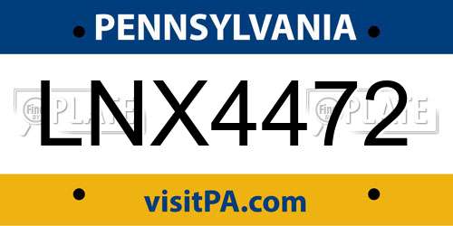LNX4472 Pennsylvania License Plate