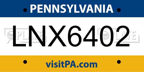 LNX6402 Pennsylvania License Plate