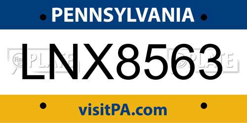 LNX8563 Pennsylvania License Plate