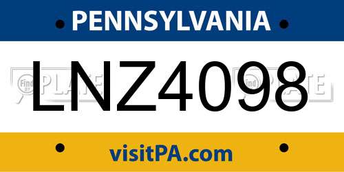 LNZ4098 Pennsylvania License Plate
