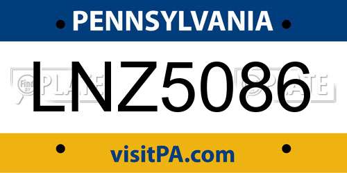LNZ5086 Pennsylvania License Plate