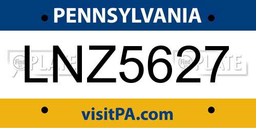 LNZ5627 Pennsylvania License Plate