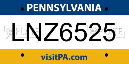 LNZ6525 Pennsylvania License Plate