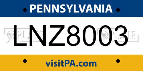 LNZ8003 Pennsylvania License Plate