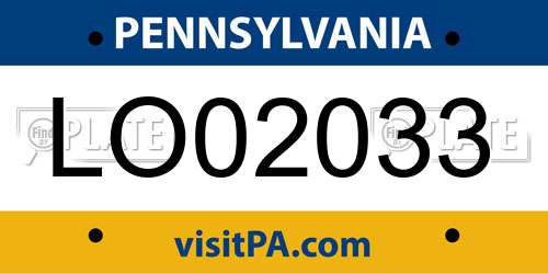LO02033 Pennsylvania License Plate