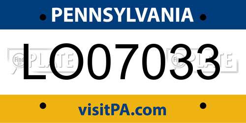LO07033 Pennsylvania License Plate