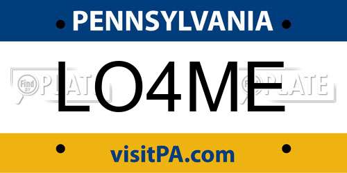 LO4ME Pennsylvania License Plate