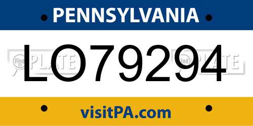 LO79294 Pennsylvania License Plate
