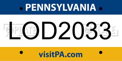 LOD2033 Pennsylvania License Plate