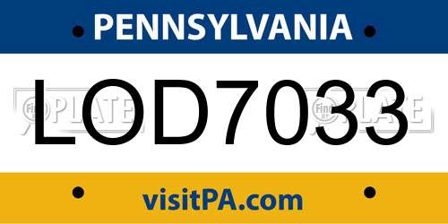 LOD7033 Pennsylvania License Plate