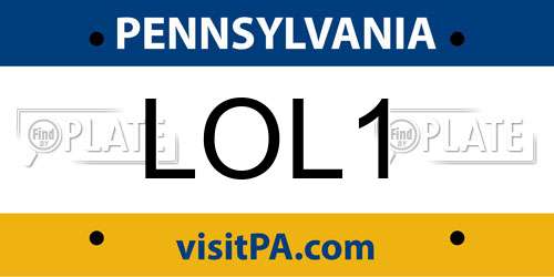 LOL1 Pennsylvania License Plate