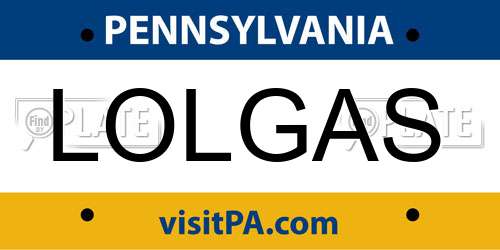 LOLGAS Pennsylvania License Plate