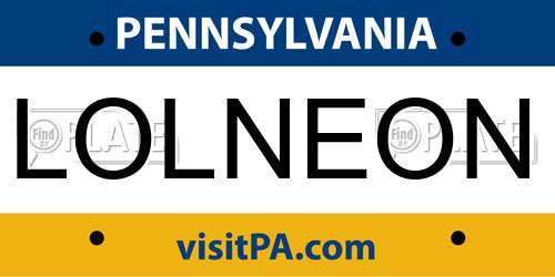 LOLNEON Pennsylvania License Plate