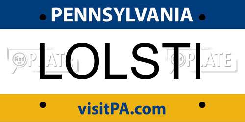 LOLSTI Pennsylvania License Plate