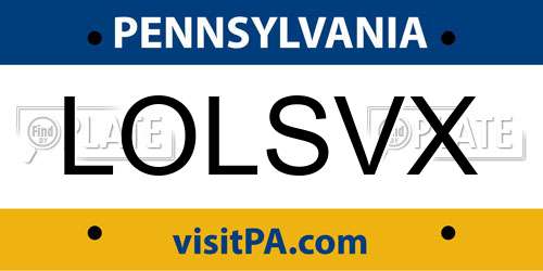 LOLSVX Pennsylvania License Plate