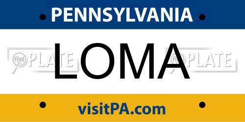 LOMA Pennsylvania License Plate