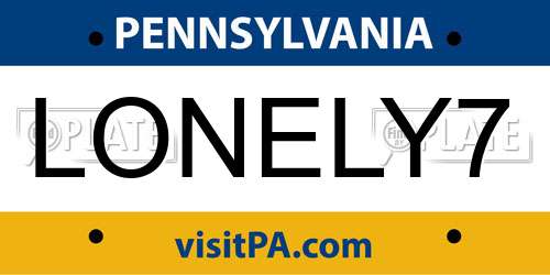 LONELY7 Pennsylvania License Plate