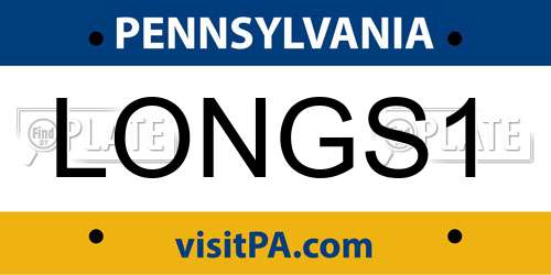 LONGS1 Pennsylvania License Plate
